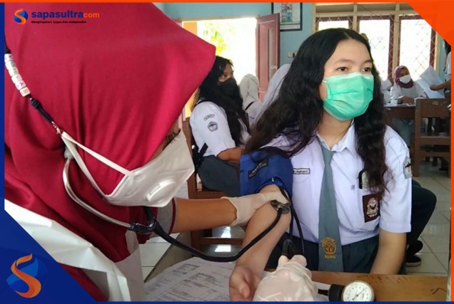 Vaksinasi covid 19 di ikuti sekitar seribu siswa SMA Negeri 1 Bau-bau