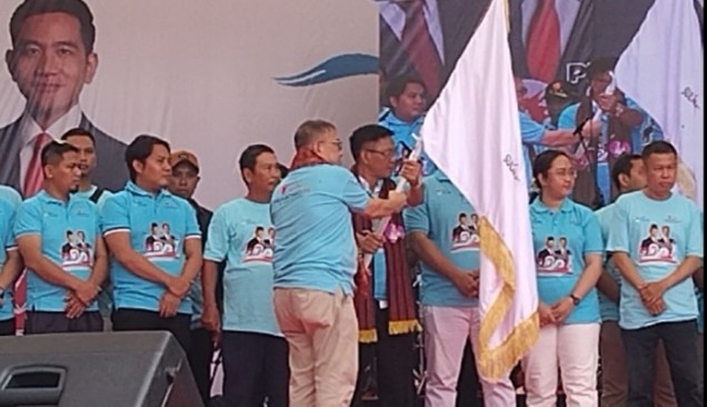 "Deklarasi Laskar Prabowo 08 Sultra, siap menangkan Prabowo-Gibran satu putaran di Pilpres 2024. Foto Istimewa